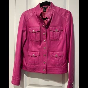 Fuchsia Pink Genuine Leather Jacket. New w/o tags, size small.